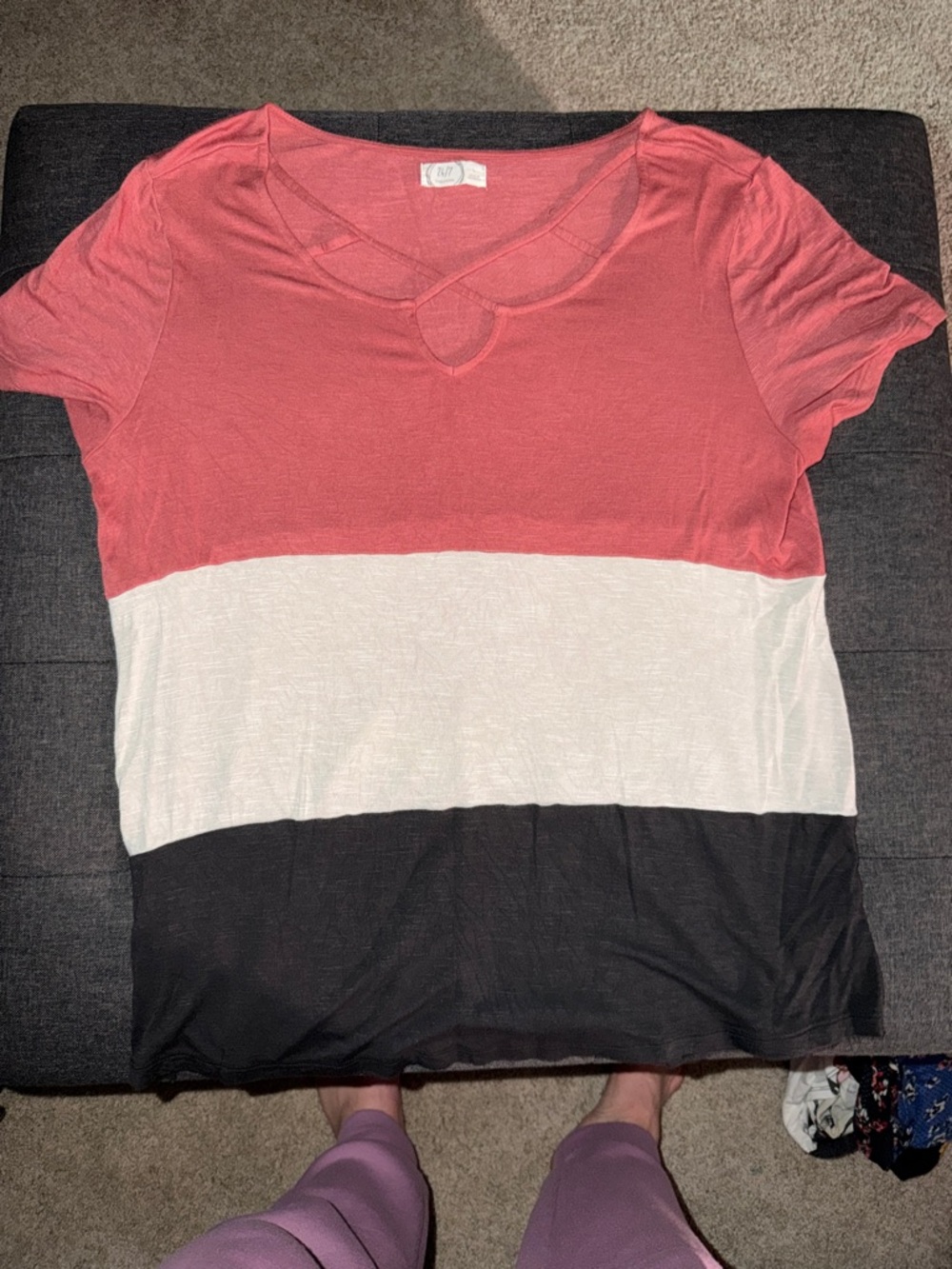 Maurices Colorblock Short Sleeve Tee - Coral, White, Black